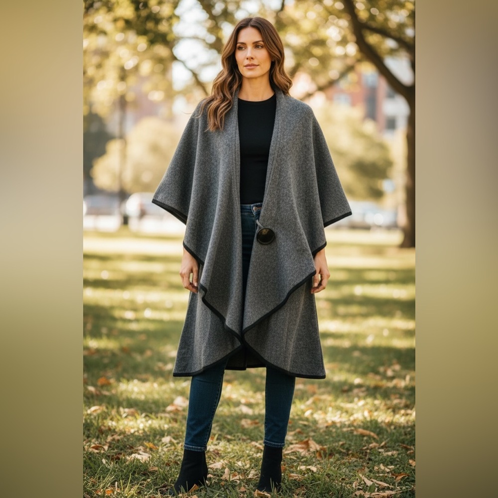 Luii‎ Gray Wool Cape Coat Size Large